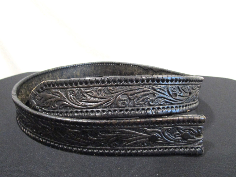 Handmade Western Black Leather Tooled Replacement Belt Adult Sz 32